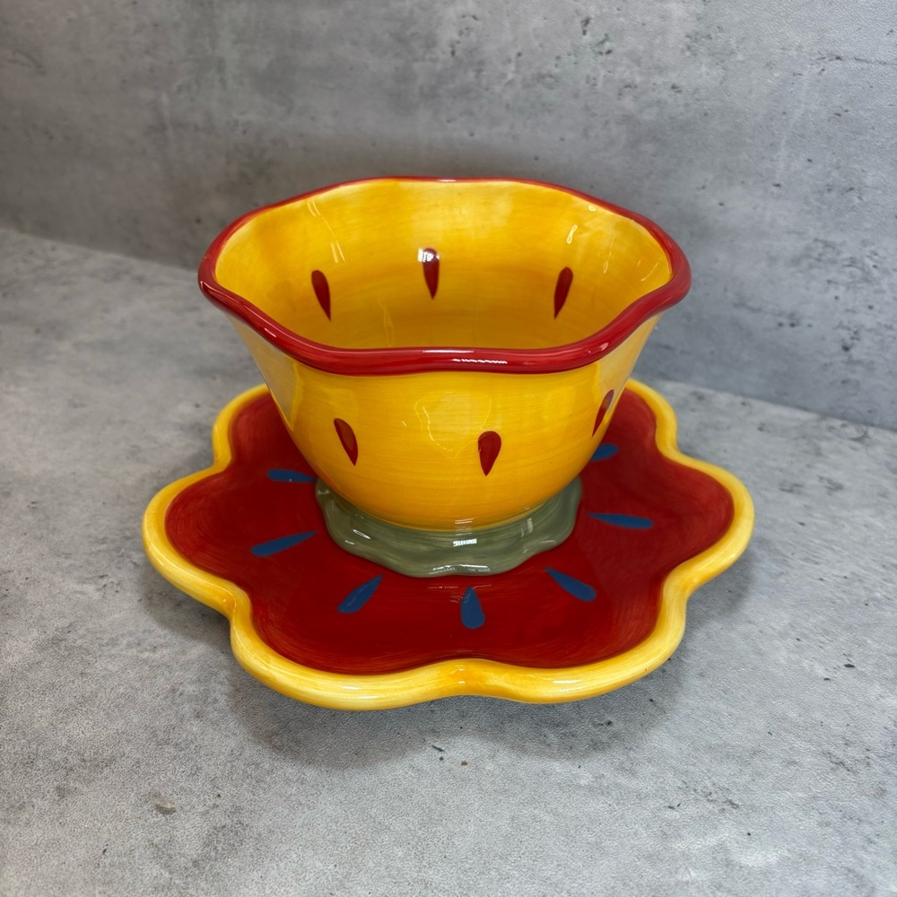 Susan Winget Garden Brights Yellow Bowl Plate Hostess Certified‎ International